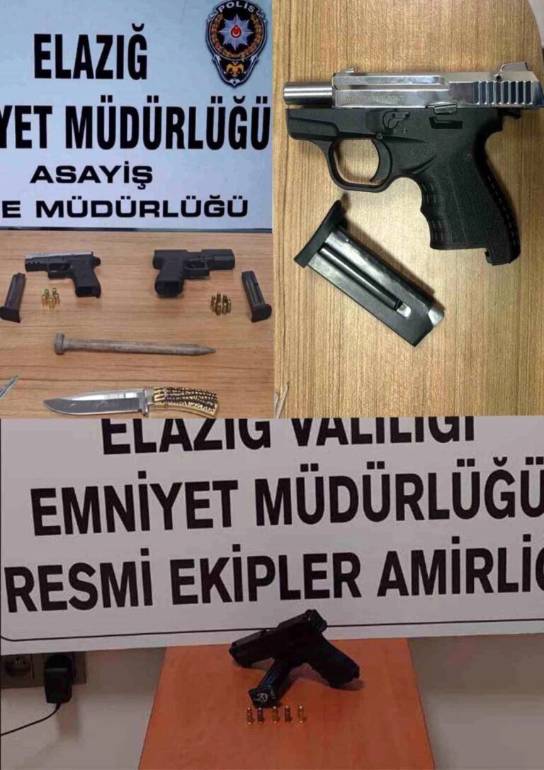 Elazığ’da 9 Kuşkulu Yakalandı, Ruhsatsız Tabanca ve Esrar Unsuru Ele Geçirildi