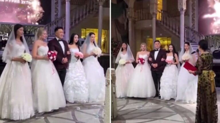 Türkmenistan’da olay düğün! 4 bayanla tıpkı anda evlendi