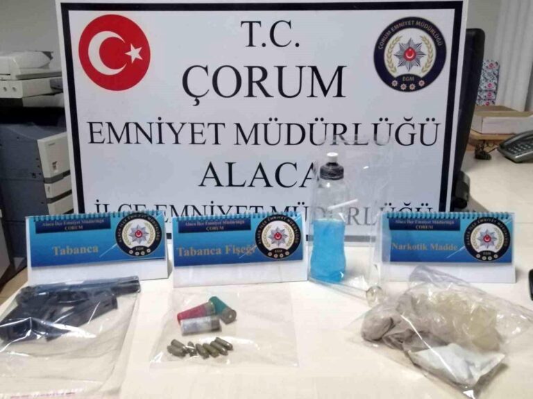 Çorum Alaca’da Uyuşturucu Operasyonu: 532 Gram Metafetamin ve 1 Tabanca Ele Geçirildi