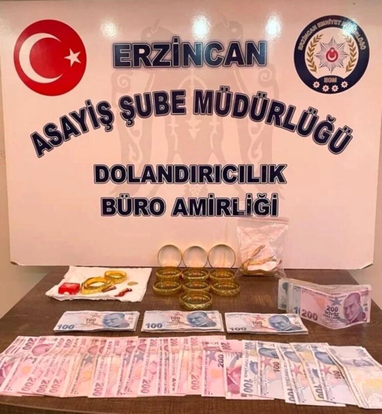 Erzincan’da sahte altınla kuyumcuları dolandıran 2 kişi yakalandı