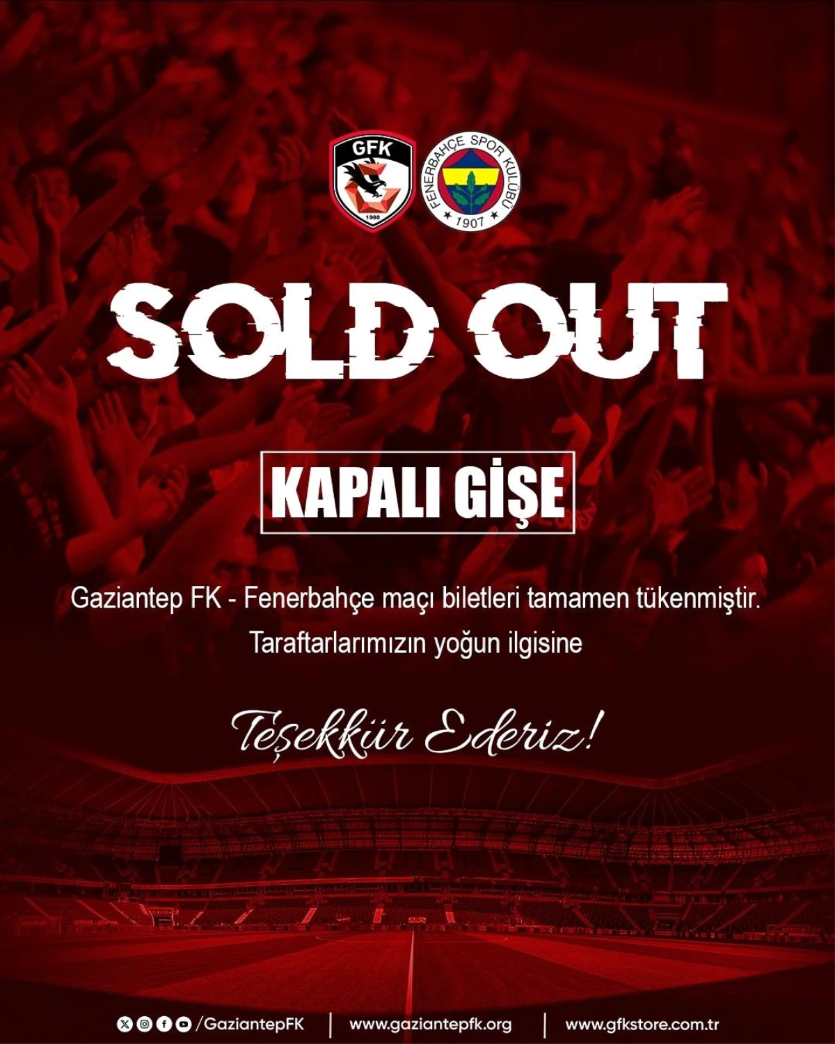 Gaziantep FK-Fenerbahçe Maçının Biletleri Tükendi