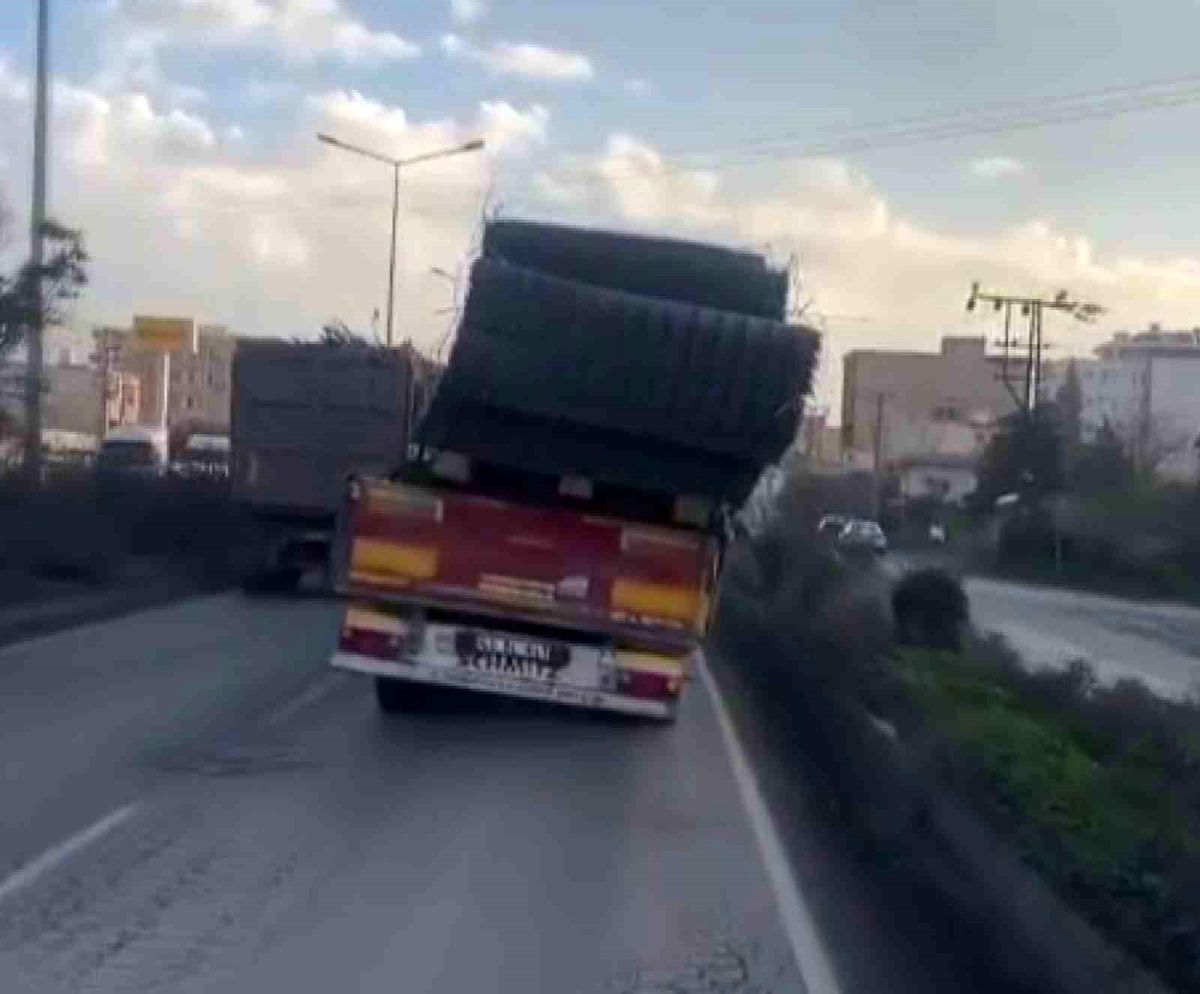 Hatay’da Tehlikeli Tır Yolculuğu