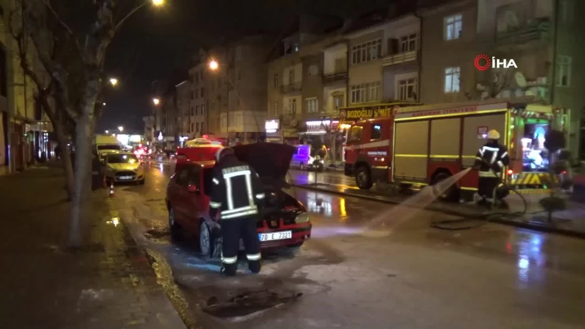 Karaman’da LPG’li otomobil yandı, yol trafiğe kapatıldı