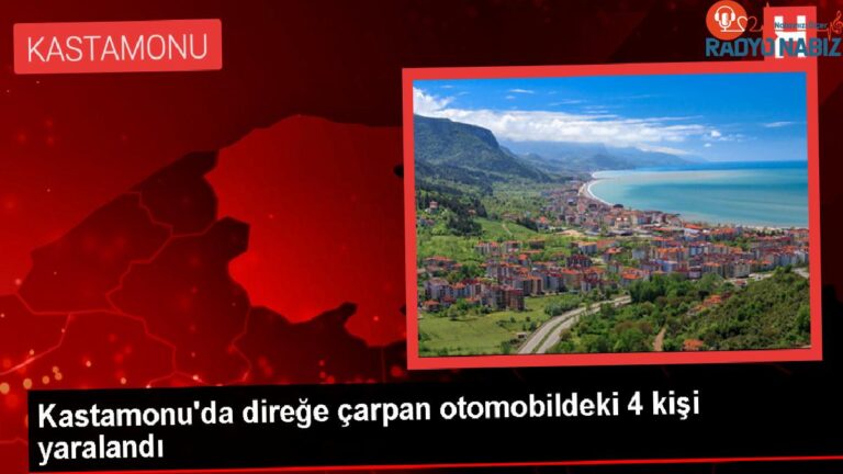 Kastamonu’da İstikamet Tabelası Direğine Çarpan Arabada 4 Kişi Yaralandı