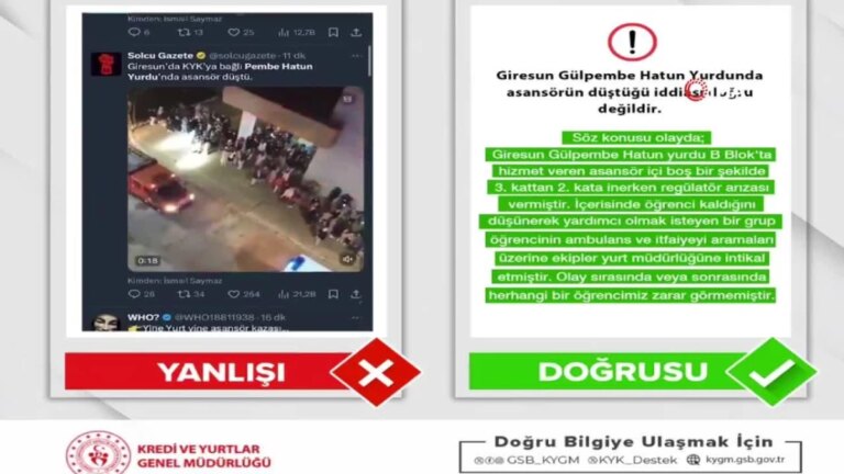 KYK’dan Giresun’daki öğrenci yurdunda asansör düştü iddiasına açıklama