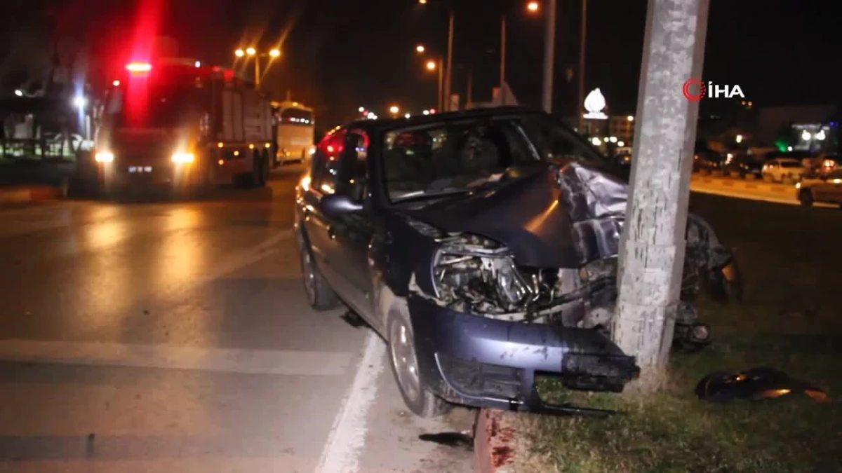 Çan’da elektrik direğine çarpan otomobil sürücüsü yaralandı