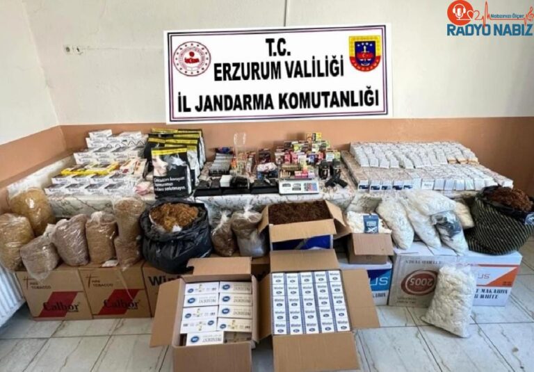 Erzurum’un Oltu ilçesinde 100 bin adet içi tütünle doldurulmuş makaron ele geçirildi